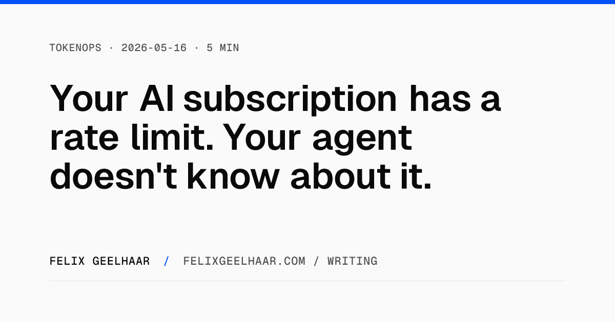 Cover art for "Your AI subscription has a rate limit. Your agent doesn't know about it."